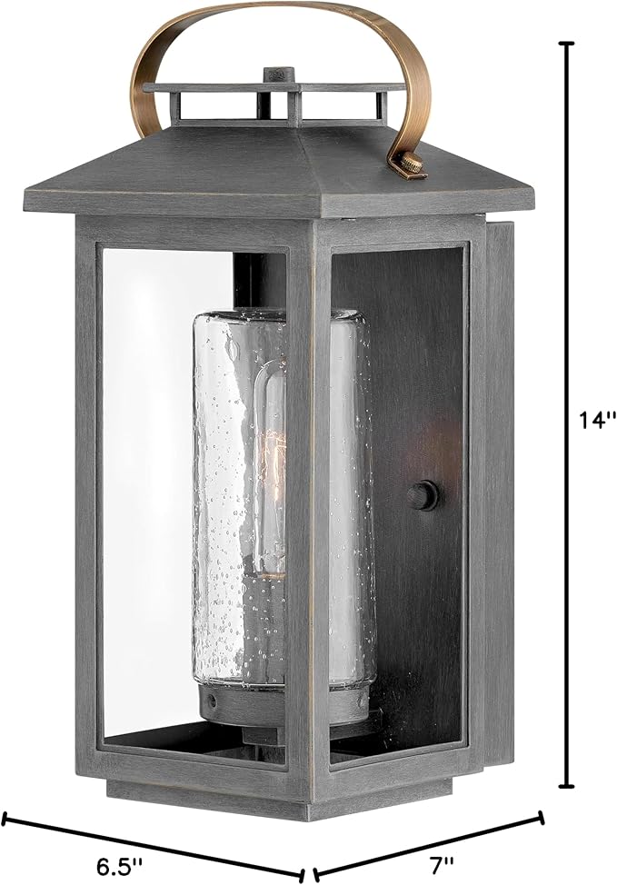 Hinkley Atwater Medium Wall Mount Outdoor Lantern - Composite, Clear Seedy Glass, Anti-Fade - Ash Bronze Finish