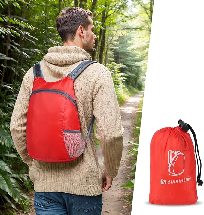 20L Ultra Hiking-Daypack Lightweight Foldable Travel Packable Backpack for Camping Cycling Outdoor,red