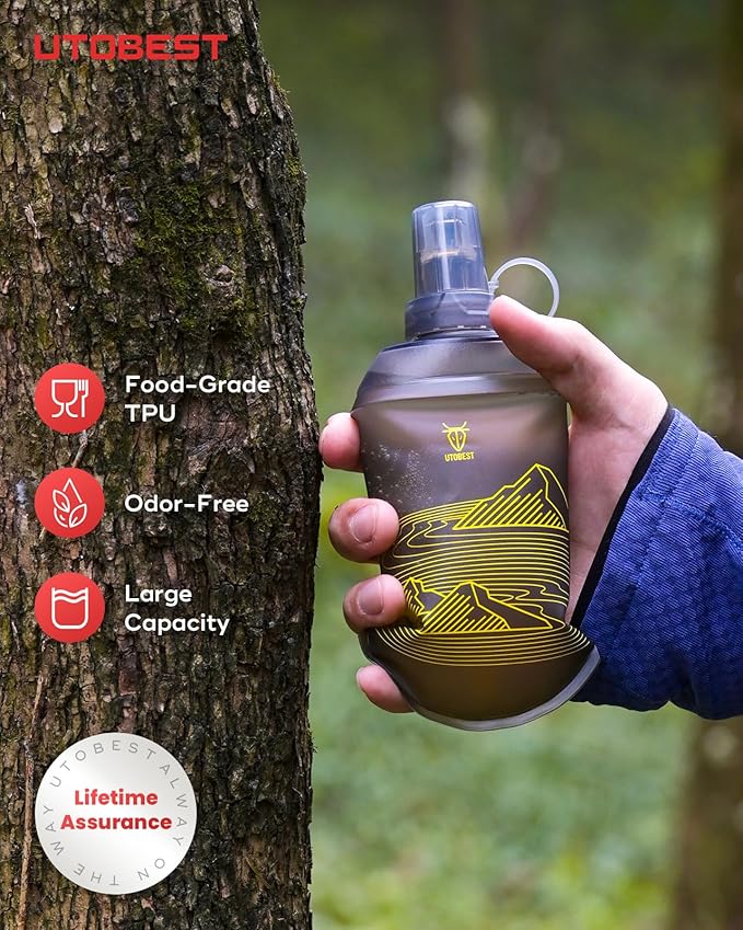 Soft Flask, 1 Pack Flexible TPU Hydration Water Bottle, Collapsible for Running, Hiking, Cycling, Climbing, and Marathon