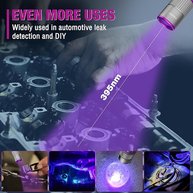 EverBrite Rechargeable Pen Flashlight with UV Light and White Light, 395nm Black Flashlight with Clip, Zoomable 4 Modes with Memory, USB C Cable, for Camping, Emergency, Pet Urine Detection,Grey