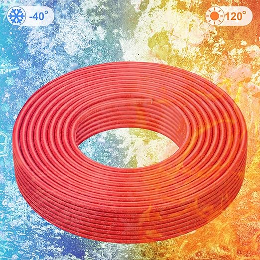 Solar Panel Wire - 120FT Red Tinned Copper Wire, 10AWG (6mm²) PV Wire Solar Extension Cable for Outdoor Automotive RV Boat Marine Solar Panel - Red (10AWG 120FT)
