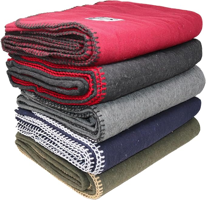 M MCGUIRE GEAR Heavy Duty Wool Blanket, Survival, Emergency, and First Aid Use – Mil-Spec, Fire Retardant, Durable Outdoor Wool Blankets for Camping. - Black, (64 x 90 inches)