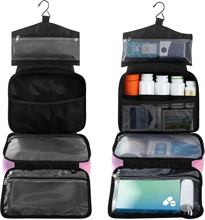 Fustylead Magic Rainbow Stars and Dolphins Jumping Travel Medicine Organizer Bag Home Storage First Aid Kit Large Pill Case with Zipper for Pill Bottle, Vitamins, and Medical Supplies