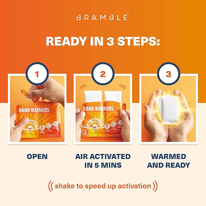 BRAMBLE Hand Warmers & Foot Warmers - Long-Lasting Heat Packs (8h) for Outdoor Activities, Sports, and Cold Weather