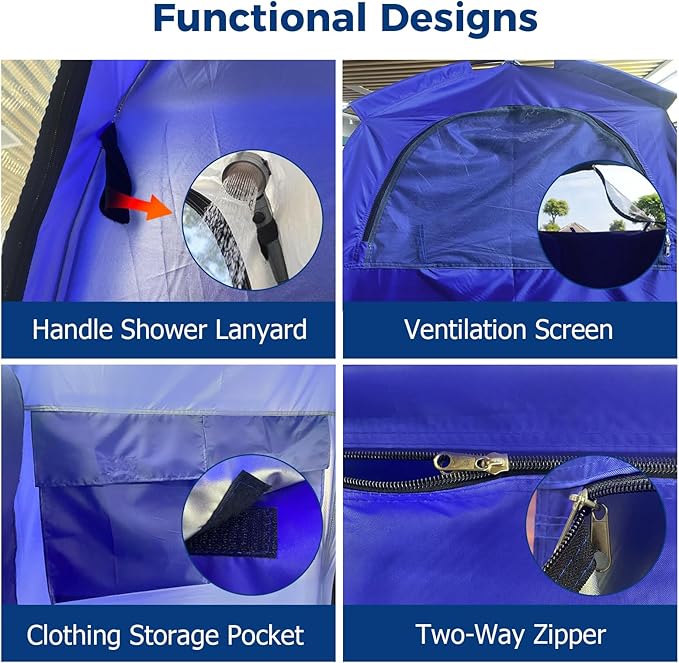 Hillhub Portable Camping Shower Tent with Floor, Outdoor Privacy Dressing Room, Toilet Sun Shelter with Carry Bag for Beach, Camping, 6.9 FT Extra Tall and Wind-Proof, 210D Oxford Cloth Waterproof