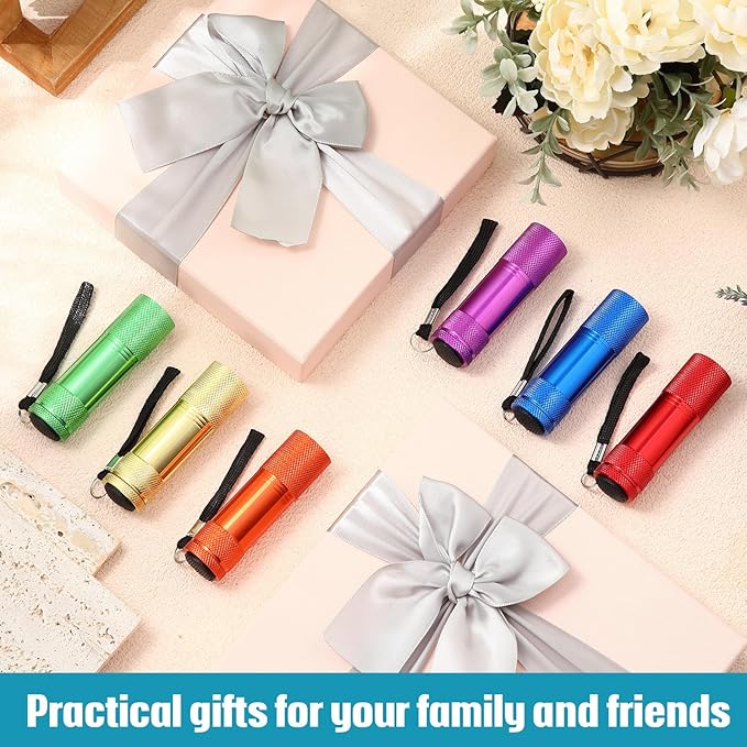 VIHOSE 12 Pcs Mini Flashlights Bulk, Bright Aluminum Handheld Flash Lights with Lanyard, Small LED Flashlights for Kids Night Reading Emergency Hurricane Camping Hiking Party Favors(Fresh Colors)