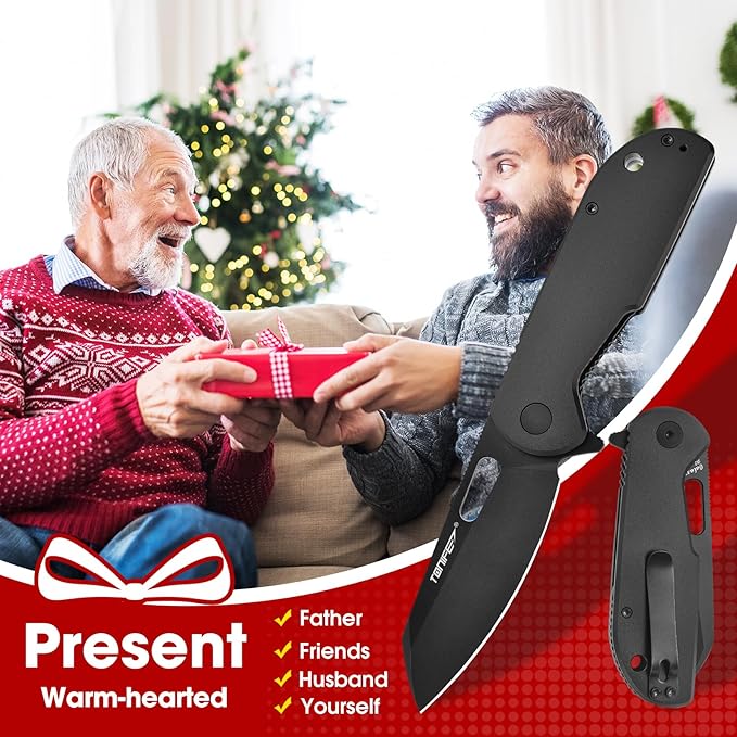 TONIFE Galaxy Mini Folding Knife with D2 Steel Blade and Aluminum Handle, EDC Pocket Tool for Camping, Hiking, and Survival (Black Titanium)