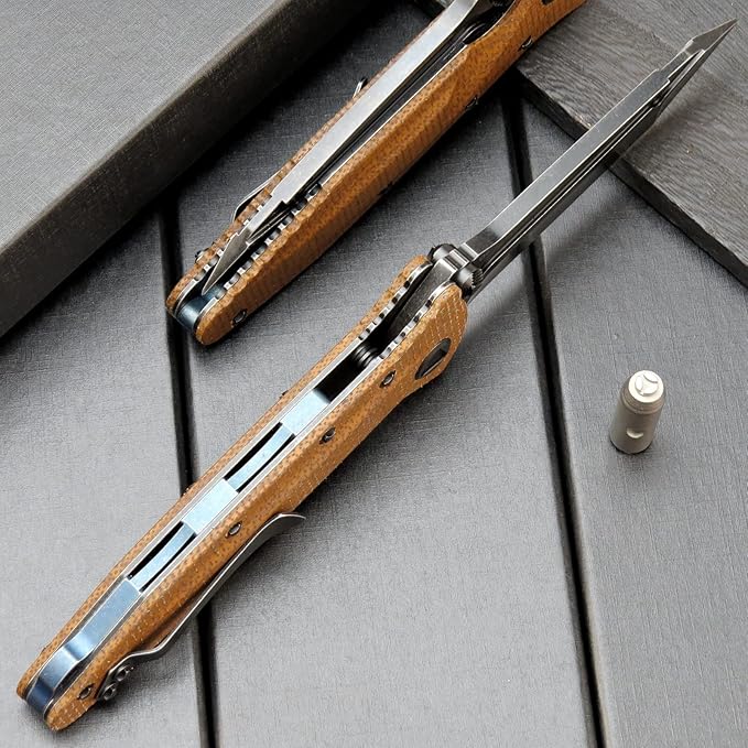 Eafengrow EF55 Pocket Knife Folding Knife G10 Handle D2 Steel Blade Folder EDC Tool Knifes for Working Camping with Clip(Brown)