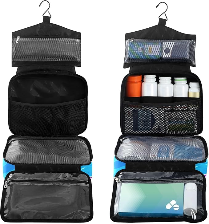 Fustylead Happy Bear Floating on Surfboard Travel Medicine Storage Bag Large Household Pill Bottle Organizer with Zipper for First Aid, Pills, Vitamins, Medical Supplies