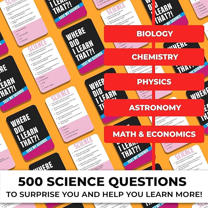 QUOKKA Trivia Card Game with 500 Questions in Science ??Trivia Games for Adults, Teens, and Families ??Trivia Cards with Answers ??Great Board Games Trivia for Family Party and Game Night