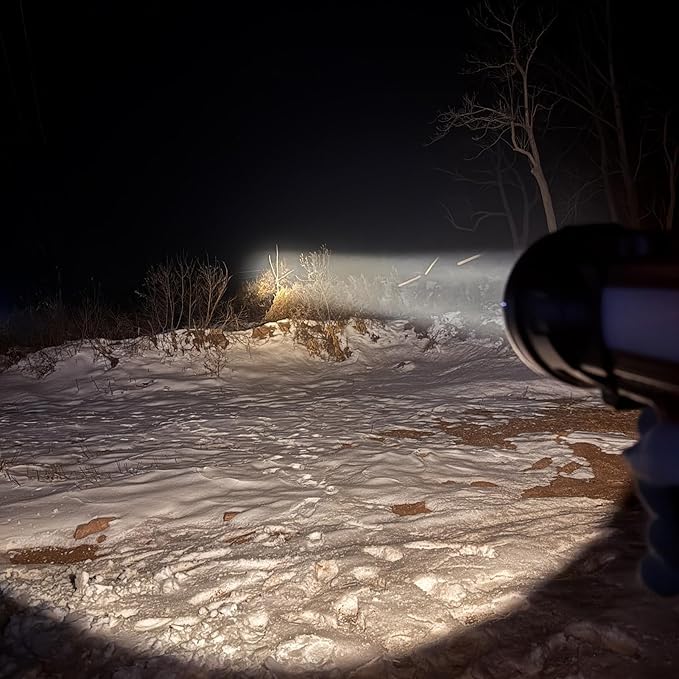 Rechargeable Spotlight Flashlight, Waterproof Outdoor Handheld Spot Light, Built-in Kickstand and Phone Charger, Emergency Light for Camping, Boat, Hunting, Hiking (Warm White)