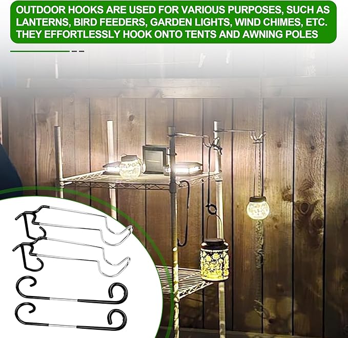 Camping Lantern Hook Hanger,Lantern Hanger&Non-Slip Tent Light Holder(4-Piece)| Sturdy Stainless Steel for Outdoor Camping, Hiking, Garden Bird Feeders | Portable for Fishing, Hunting, Yard Lights