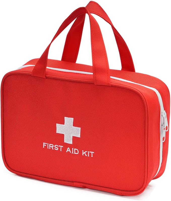 Compact Empty First Aid Kit Bag Emergency Trauma Medical Pouch Travel Medicine Organizer Bag for Home, Camping, Traveling, Car (Red)