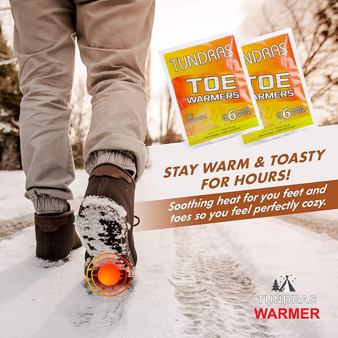 Hot Toe Foot Heat Warmers - 40 Count, Adhesive Long Lasting Air Activated Disposable Natural Heating Pads for Shoes, Boots – Odorless & Comfortable for Outdoor Work, Sports Activities