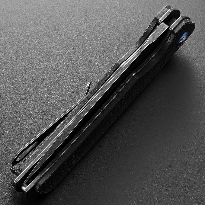 Eafengrow EF973 Folding Knife, D2 Steel Blade Micarta Handle Scale Pocket Knife Folder for Working Camping Hiking EDC Tool Knife(black)