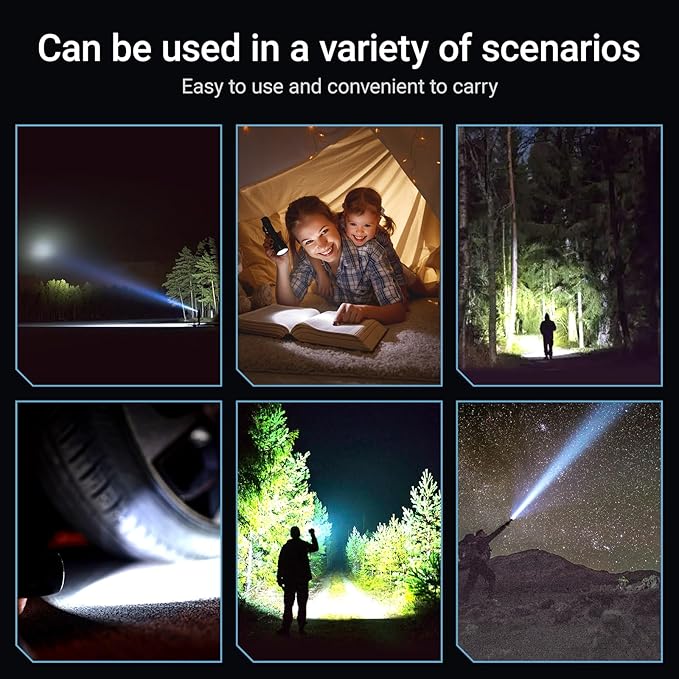 2-Pack Rechargeable LED Flashlight, High Lumen, Zoomable Tactical Flashlight with 5 Modes and 12 Hour Run Time, IPX6Waterproof, Great for Camping, Hiking, Emergencies and Home Use (2-Pack)