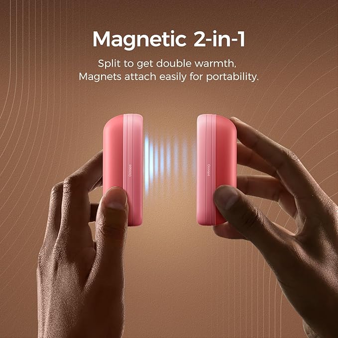 OCOOPA 2 in 1 Magnetic Rechargeable Hand Warmers, UT2s Mini Electric Handwarmers 2 Pack, Split USB-C, Reusable Portable Pocket Heater, Raynauds, Golf, Christmas, Tech Gifts for Women Men