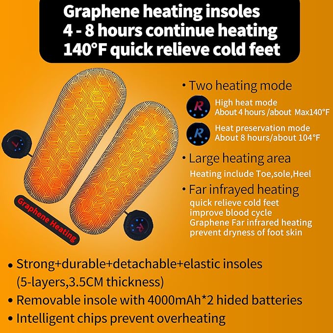 Rechargeable Walking Foot Warmer for Cold Feet, Cordless Graphene Heated Boots for Women Indoor, 4-8 Hours Heat, Washable & Removable, Electric Heated Slippers