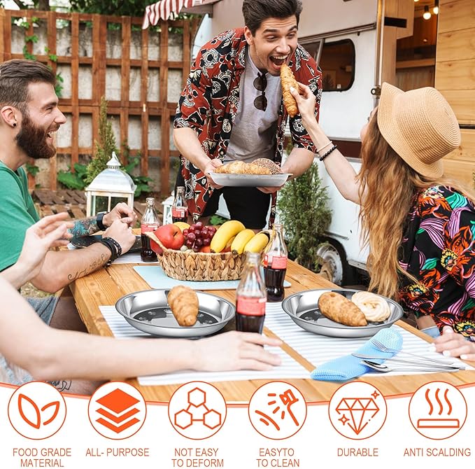 Soulchen 25 Pcs Camping Cookware Mess Kit Camping Pots and Pans Set with 2 Set Stainless Steel Cups Plates Forks Knives Spoons for Camping, Backpacking, Outdoor Cooking and Picnic