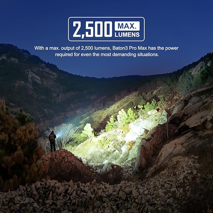 OLIGHT Baton3 Pro Max 2500 Lumens Rechargeable Compact EDC Light with Safety Proximity Sensor, LED High Lumens Pocket Flashlight for Camping, Hiking, Emergency (Neutral White Light: 4000~5000K)