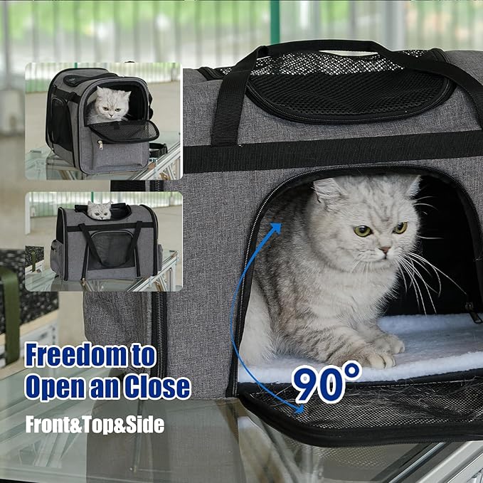 pet Bag Multi Purpose pet Bag Collapsible Portable for Dog cat go Out Traveling Carrier Backpack for Secret Adventures Cat and Dog (Grey, S:17.7"X10.6"X12.6”)