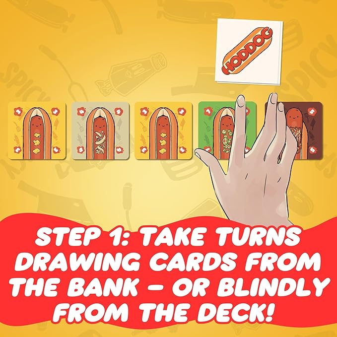 Joking Hazard Hoddog Card Game ??82 Cards for Kids & Adults, Race to Build The Longest Hoddog with Fun & Strategy, Includes Ketchup Splat Cards & Rulebook