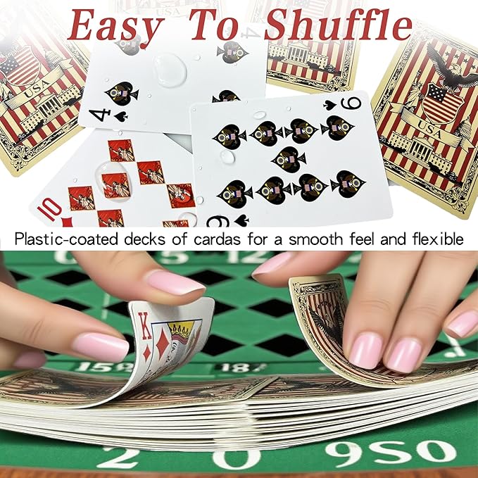 VZONE American Playing Cards,Standard Poker Deck, 100% Waterproof and Plastic Playing Cards Including Statue of Liberty, American Flag, Great Seal of The US