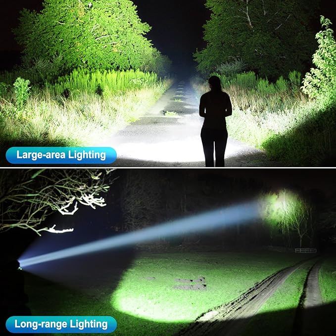 Rechargeable LED Flashlights High Lumens, 99,000 Lumens Super Bright Flashlight 7 Modes w/COB Work Light, Powerful Flash Light for Outdoor Emergency Hiking Camping