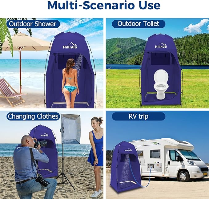 Hillhub Portable Camping Shower Tent with Floor, Outdoor Privacy Dressing Room, Toilet Sun Shelter with Carry Bag for Beach, Camping, 6.9 FT Extra Tall and Wind-Proof, 210D Oxford Cloth Waterproof