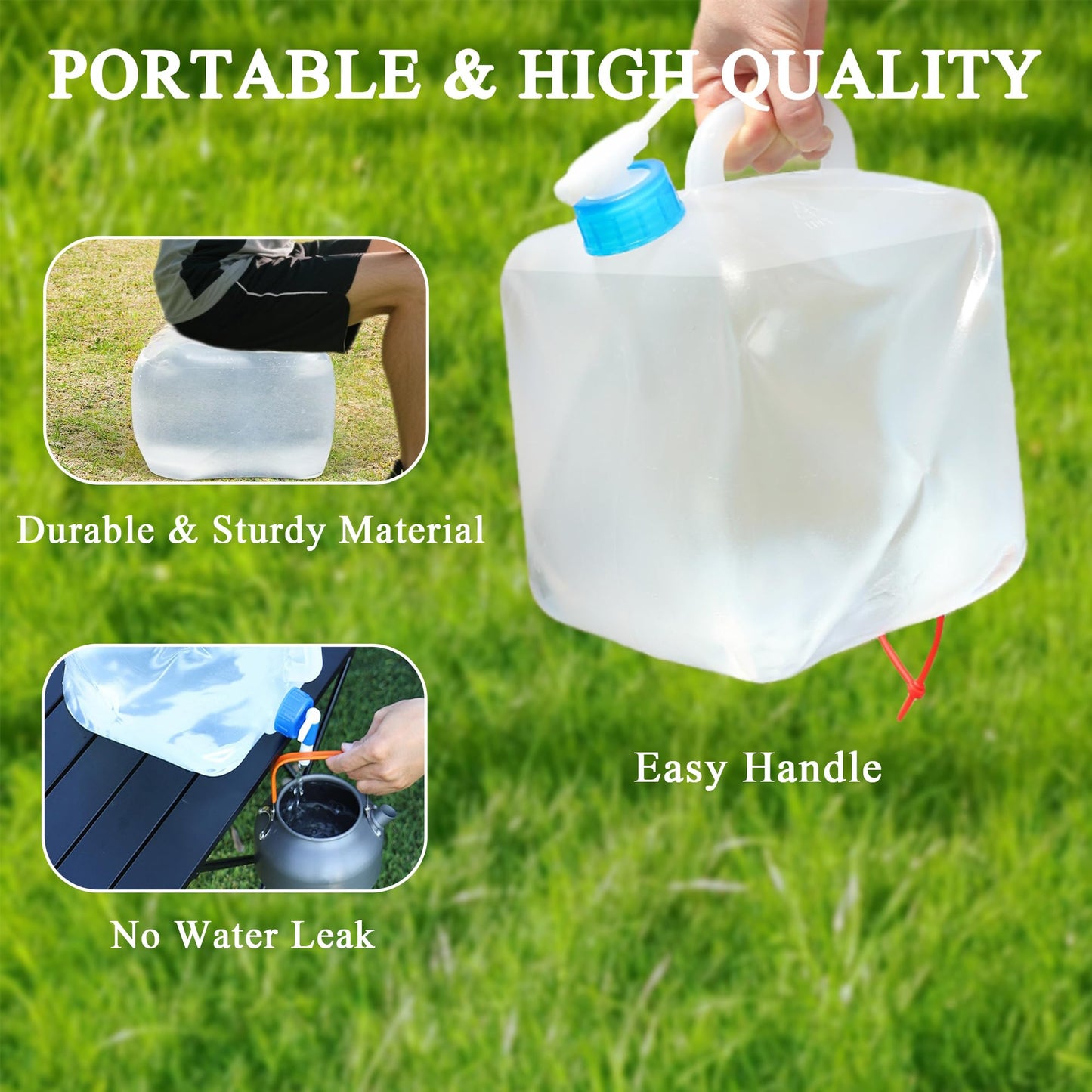 Cosell Collapsible Water Container with Spigot & Hook, BPA Free Water Jug, Foldable Carrier Bucket