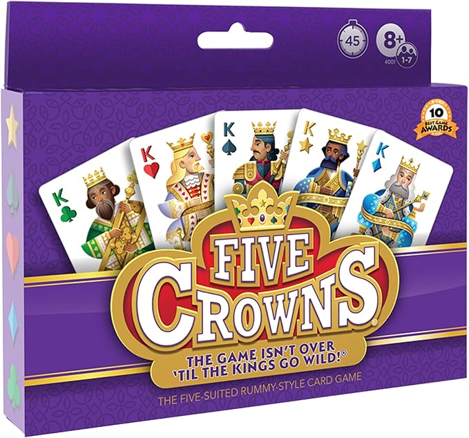 PlayMonster Five Crowns ??The Game Isn't Over Until the Kings Go Wild! ??5 Suited Rummy-Style Card Game ??For Ages 8+