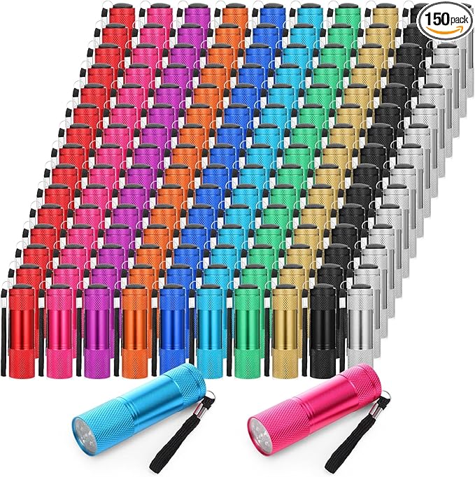 VIHOSE 150 Pcs Mini Flashlights Bulk, Bright Flashlights Set, Aluminum LED Handheld Torches for Party Favors Night Reading Camping Emergency Items Gifts Homeless, Batteries Not Included