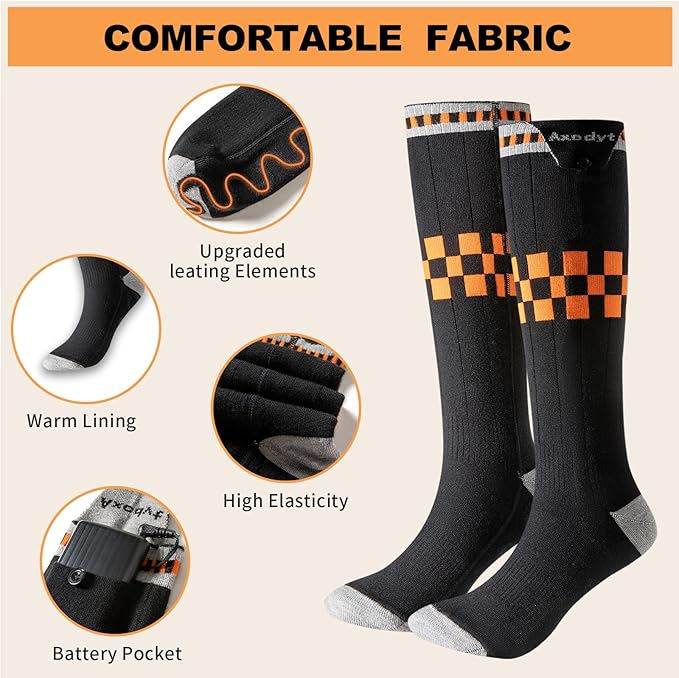 Heated Socks with App Control for Men Women, 5V 8500mAh Battery Rechargeable, Electric Heating Warm Socks Work Up to 10 Hours for Hunting, Camping, Hiking, Walking, Fishing, Cycling, Outdoor Work