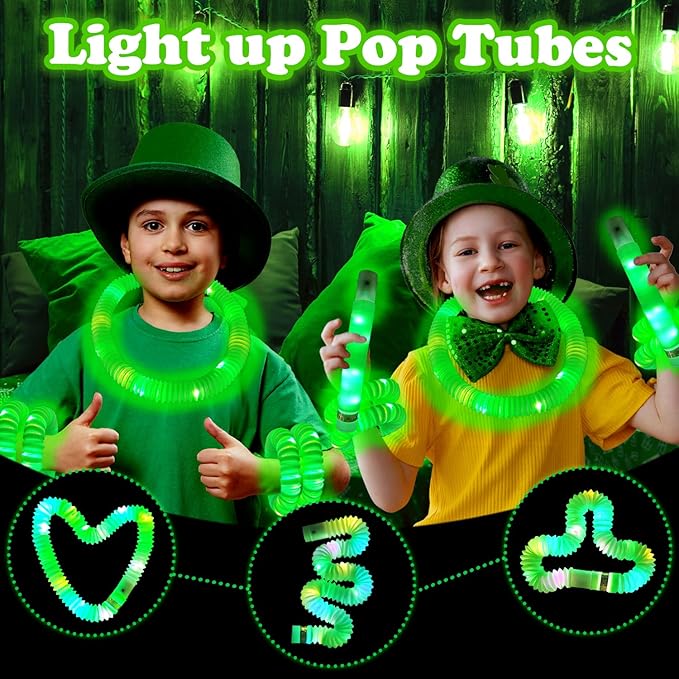 12 - 24 PCS Green Glow Sticks Party Favors for Kids, Light Up Necklaces Bracelets Accessories for Toddlers, Halloween Birthday Party Basket Goodie Bag Stuffers, Treats Prizes Toys Gifts for Boys Girls