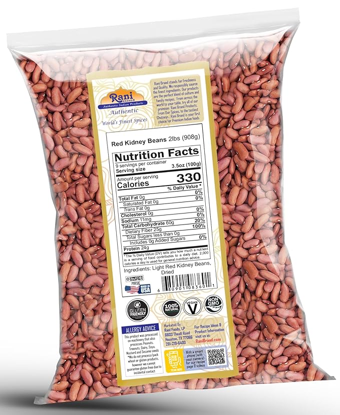 Rani Red Kidney Beans, Light 32oz (2lbs) 908g ~ All Natural | Vegan | Gluten Friendly | NON-GMO | Kosher | Raj Mah