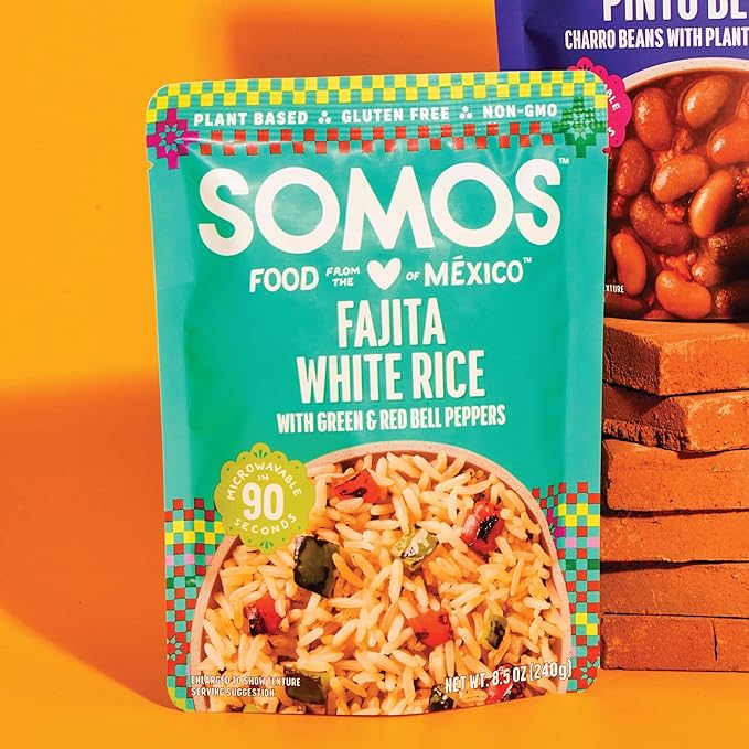 SOMOS Fajita White Rice - Gluten Free, Vegan, Non-GMO & Microwavable - Authentic Mexican Flavor, Healthy & Convenient Meal - Perfect for Burrito Bowls, Tostadas & More | 8.8 oz (Pack of 6)
