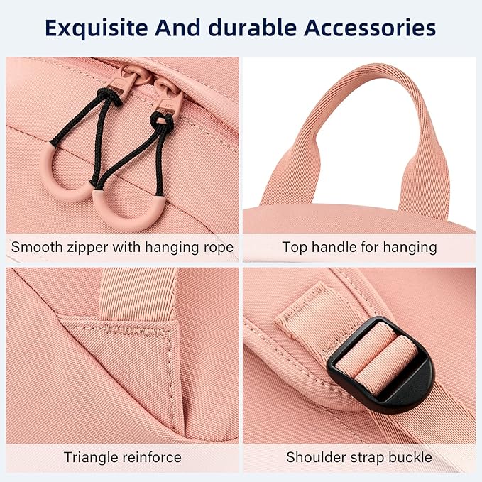 Carry On Travel Backpack For Men Women, 13 Inch Small Mini Work Bag Personal Item Backpacks, Camping Back Pack Lightweight Hiking Daypack For Office Nurse Commuter (Pink)