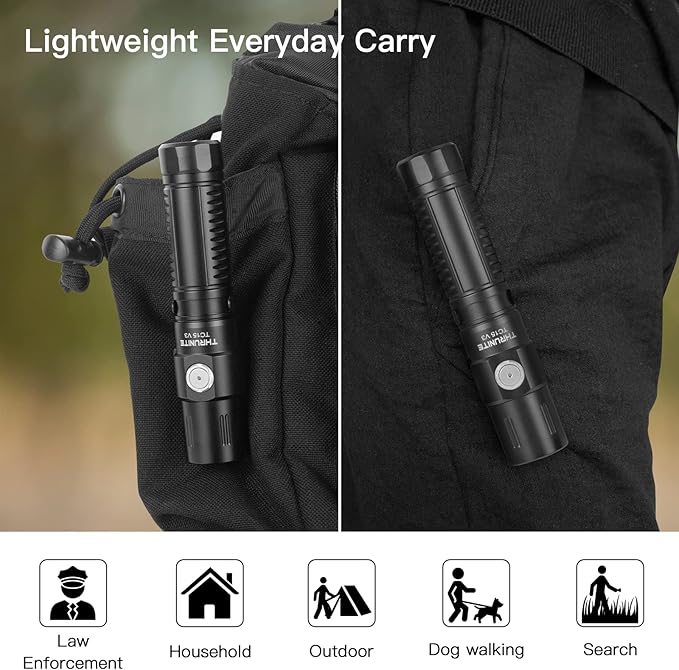 ThruNite TC15 V3 2403 High Lumen Flashlight, USB C Rechargeable LED Handheld Flashlights, Ultra-Bright XHP 35.2 LED, Indoor/Outdoor (Camping, Security and Emergency Use) Cool White - Black CW