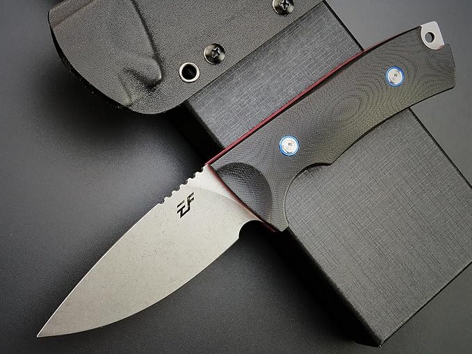 Eafengrow EF133 Fixed Blade Knife, DC53 Steel Blade,Two Tone G10 Handle Full Tang Compact Tough EDC Straight Knifes for Outdoor Working Camping Hiking(Black)