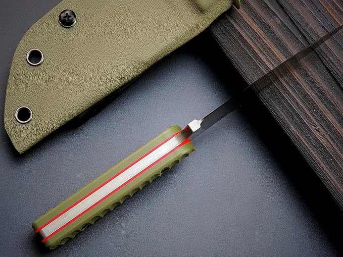 Sitivien ST14 Fixed Blade Knife AUS-10 Steel Blade G10 Handle Full Tang EDC Tool Knife for Outdoor Camping Hiking Hunting Adventure Bushcraft(Green)