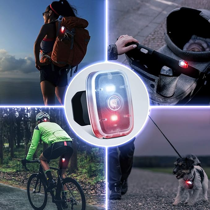 Mudder Running Lights for Runners Rechargeable LED Safety Lamps USB Rechargeable Clip on Strobe Bicycle Tail Lamps with 5 Modes Flashing Bike Lights for Night Riding Walking Hiking Pet Dog