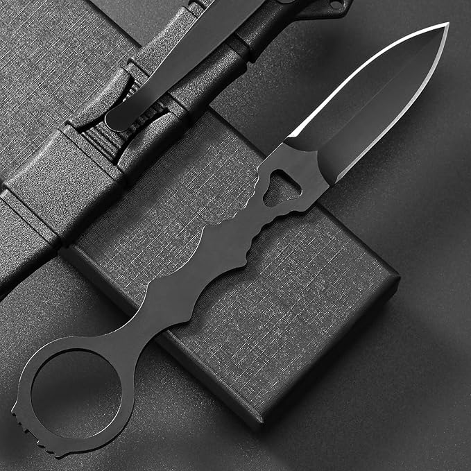 GTK397 Cool Fixed Knife D2 Steel Blade Stainless Steel Handle EDC Tool Knifes for Outdoor Camping Adventure Survival(B)