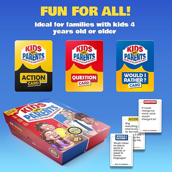 Kids VS Parents ??A Hilarious Family Game with Conversation Starters & Fun Challenges ??Card Game for Kids, Teens & Adults | Perfect for Game Night, Travel, or Gifts