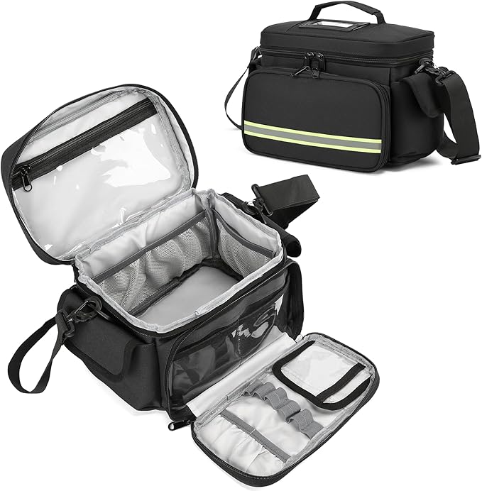 First aid Bag Black one Layer Empty Medical Bag Home Health Empty First Aid Storage Bag Medical Supplies Emergency Responder for Nursing Student,Therapist,Doctors
