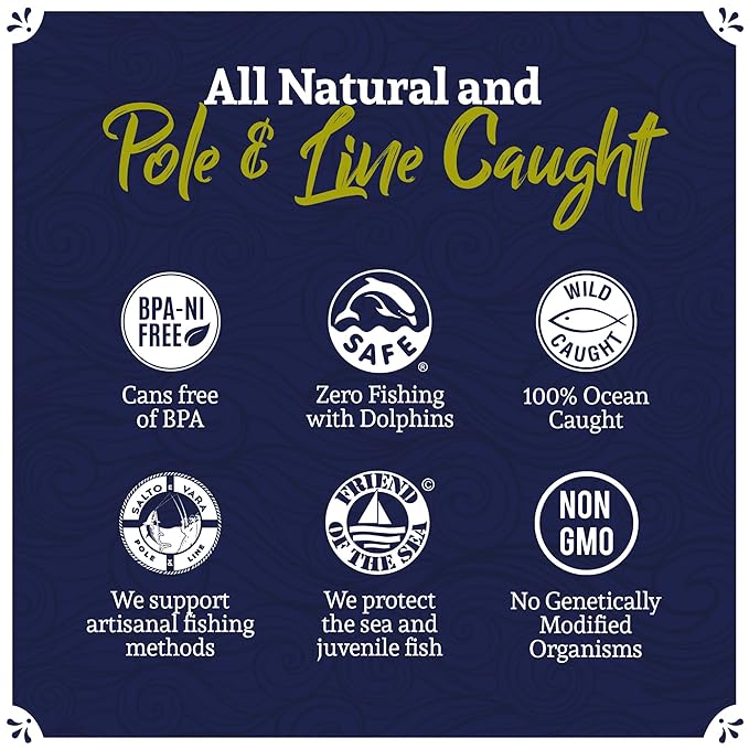 Santo Amaro - Artisanal Wild Tuna Fillets in Virgin Olive Oil, Hand-Packed Canned Tuna from Portugal, Atlantic Natural Tuna, Pole & Line Skipjack Tuna Canned, Low Mercury, 22g Protein Keto, Pack of 3