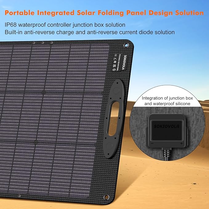 200W Portable Solar Panels,Foldable Solar Panel,IP68 Waterproof & Durable Up to 25% Efficiency N-Type 16BB Solar Cell ETFE Folding Solar Panel Kit,for Power Station Outdoor Camping RV