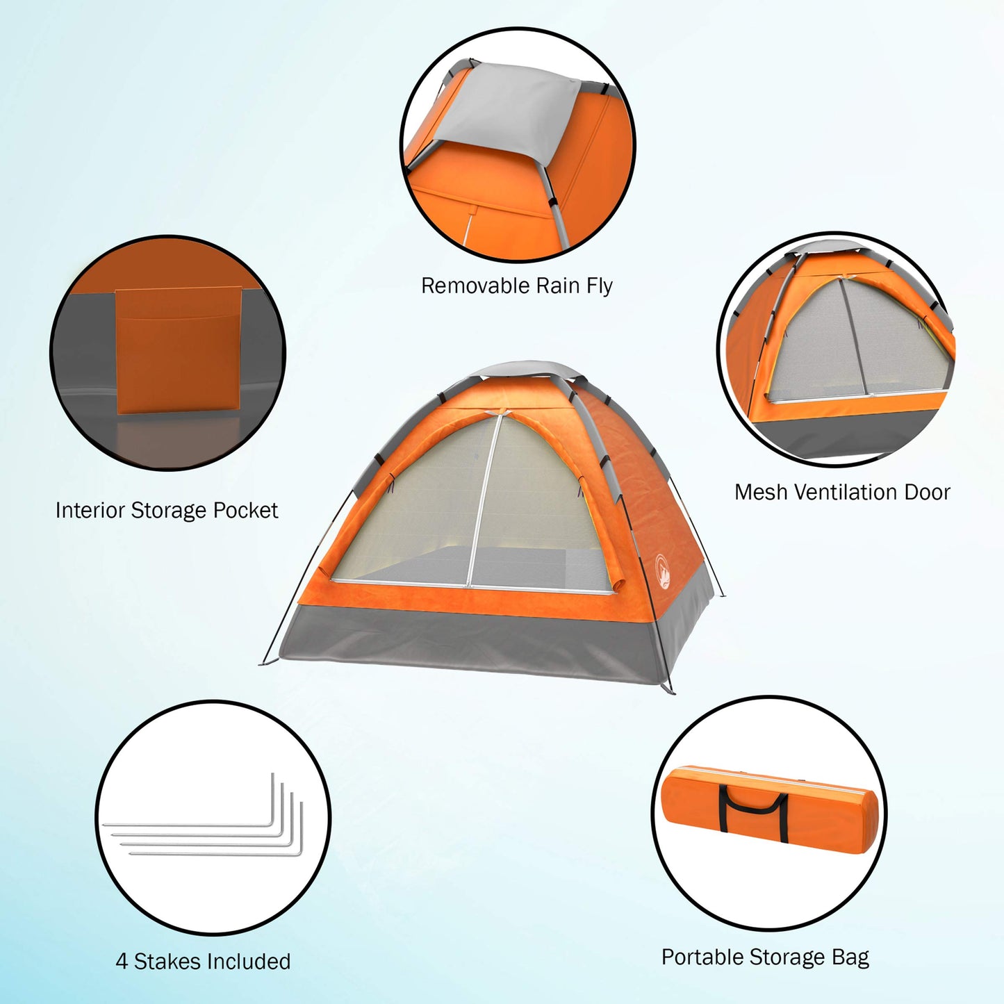 2-Person Camping Tent - Includes Rain Fly and Carrying Bag - Lightweight Compact Outdoor Tent for