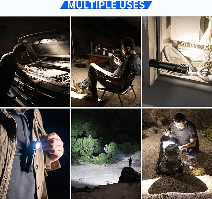 WUBEN L1 Rechargeable Flashlight High Lumens, 2000 Lumen Bright Tactical Flashlight, Dual Light Sources Pocket Flashlight, IP68 Waterproof Magnetic Camping Flashlight for Home Outdoors Emergency (P9)