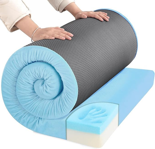 HOMBYS 3 INCH Thick Waterproof Memory Foam Camping Mattress for Outdoor Sleeping, Portable Roll Up Mattress Pad Mat for Travel Truck Bed Tent