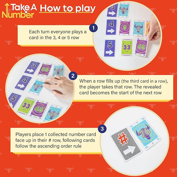 AMIGO Games Take 5 & Take a Number ??Two Complete Games in One ??Take 5 is The Classic 6 Nimmt! & Take a Number is Also Known as X Nimmt! ??Classic Card Games for Kids & Adults Ages 8 & Older